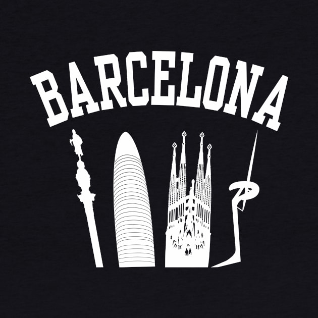 BARCELONA Skyline (White) by sundressed